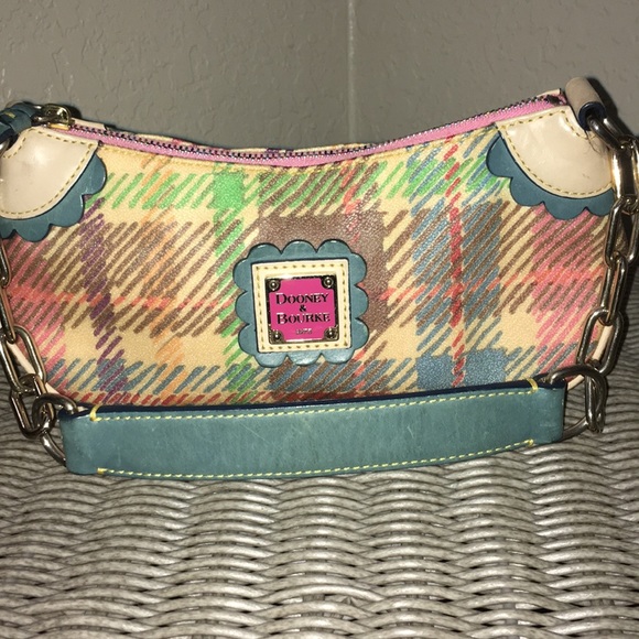 Dooney & Burke Mini Trimmed in Tan &Blue - Picture 1 of 5